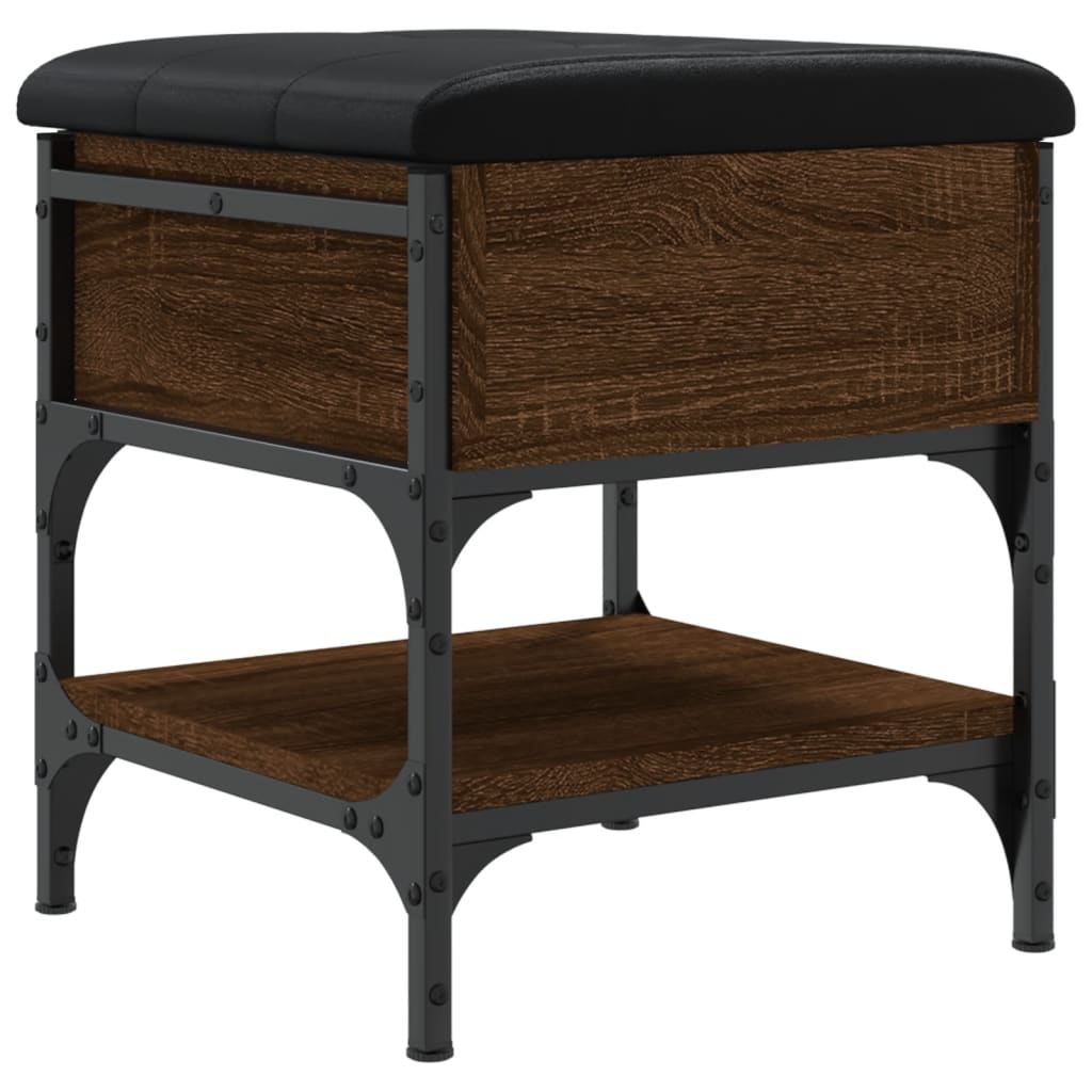 Barna tölgy színű szerelt fa cipőtároló pad 42 x 42 x 45 cm