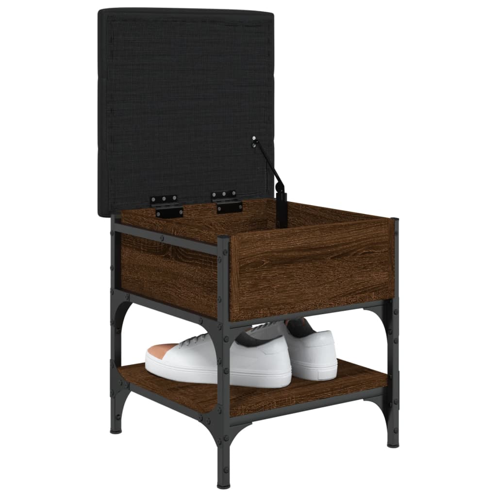 Barna tölgy színű szerelt fa cipőtároló pad 42 x 42 x 45 cm