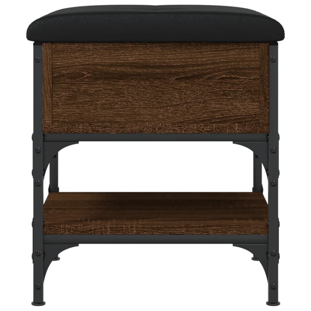 Barna tölgy színű szerelt fa cipőtároló pad 42 x 42 x 45 cm