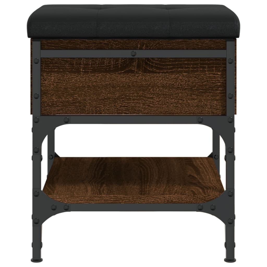 Barna tölgy színű szerelt fa cipőtároló pad 42 x 42 x 45 cm