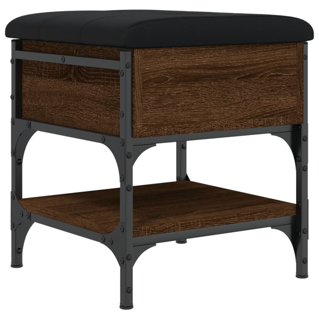 Barna tölgy színű szerelt fa cipőtároló pad 42 x 42 x 45 cm