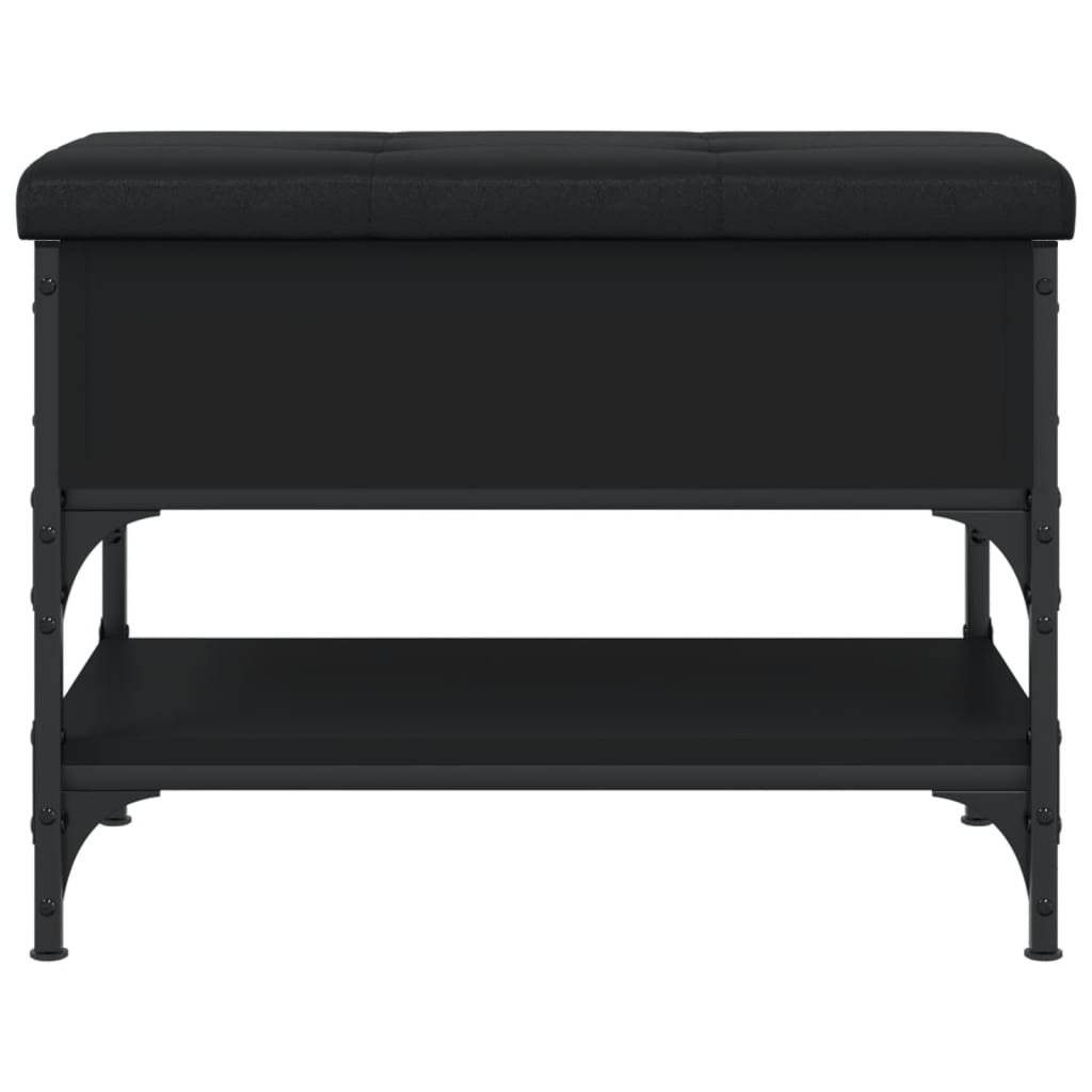 Fekete szerelt fa cipőtároló pad 62 x 42 x 45 cm