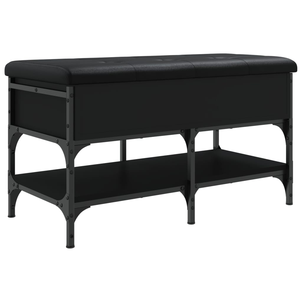 Fekete szerelt fa cipőtároló pad 82 x 42 x 45 cm