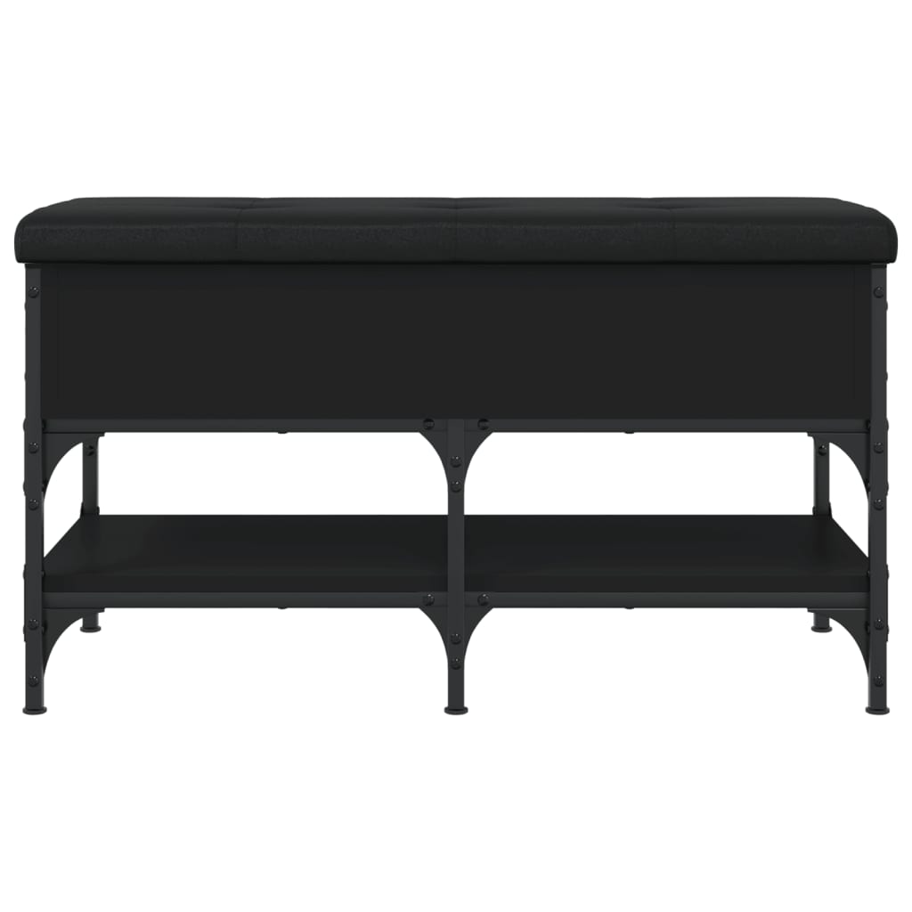 Fekete szerelt fa cipőtároló pad 82 x 42 x 45 cm