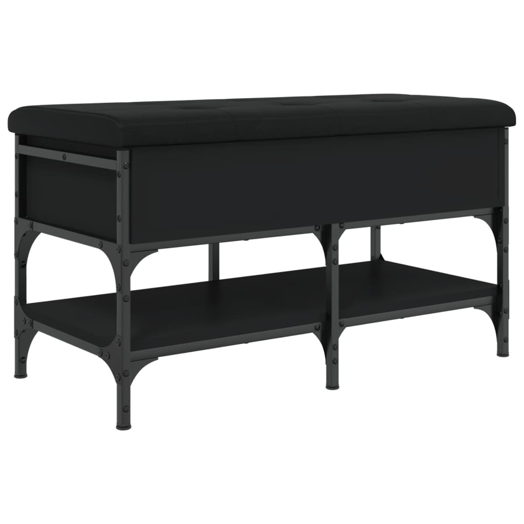 Fekete szerelt fa cipőtároló pad 82 x 42 x 45 cm
