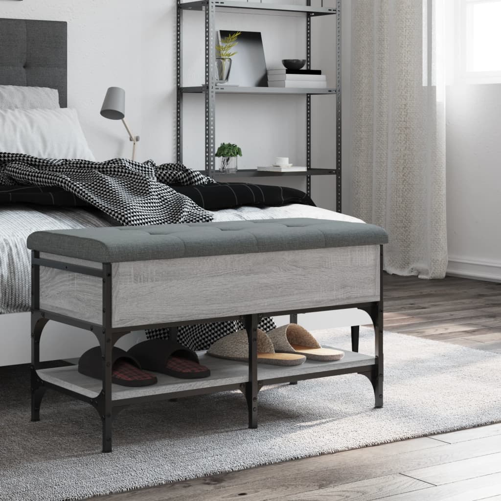 Szürke sonoma színű szerelt fa cipőtároló pad 82 x 42 x 45 cm