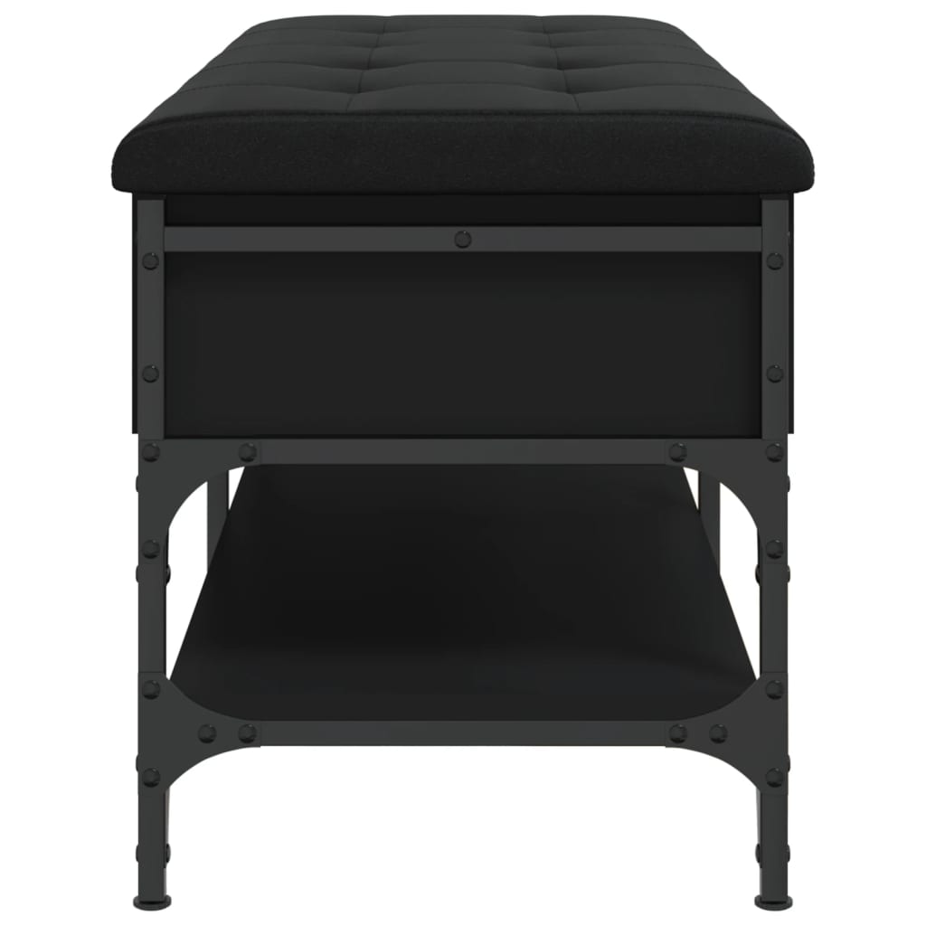 Fekete szerelt fa cipőtároló pad 102 x 42 x 45 cm