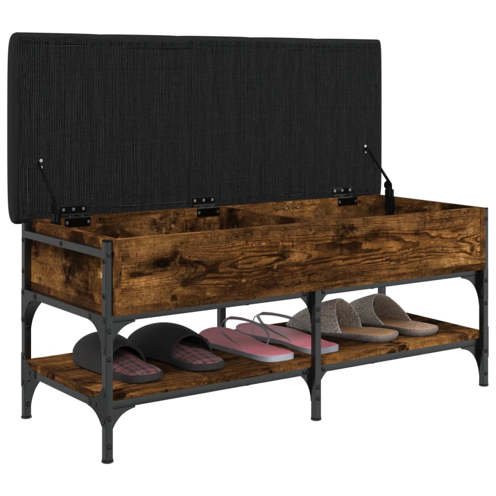 Füstös tölgy színű szerelt fa cipőtároló pad 102 x 42 x 45 cm Füstös tölgy színű szerelt fa cipőtároló pad 102 x 42 x 45 cm