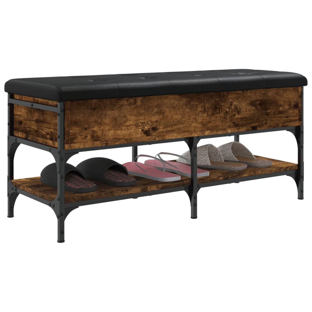 Füstös tölgy színű szerelt fa cipőtároló pad 102 x 42 x 45 cm Füstös tölgy színű szerelt fa cipőtároló pad 102 x 42 x 45 cm