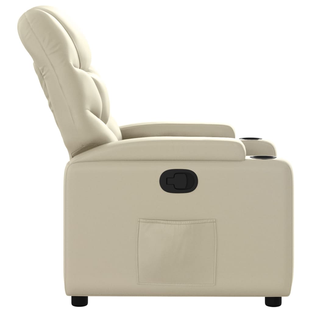 Krémszínű műbőr relaxfotel
