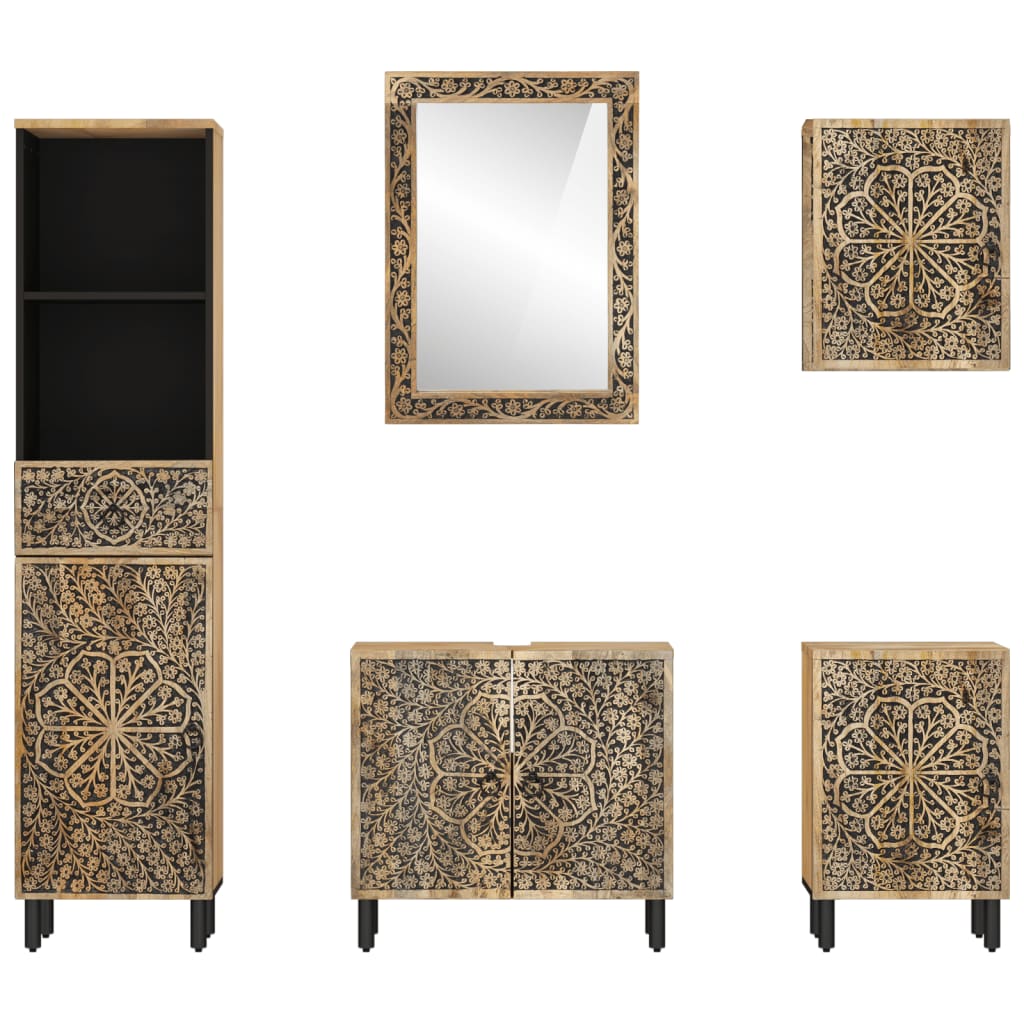 5-részes tömör mangófa fürdőszobai bútorszett