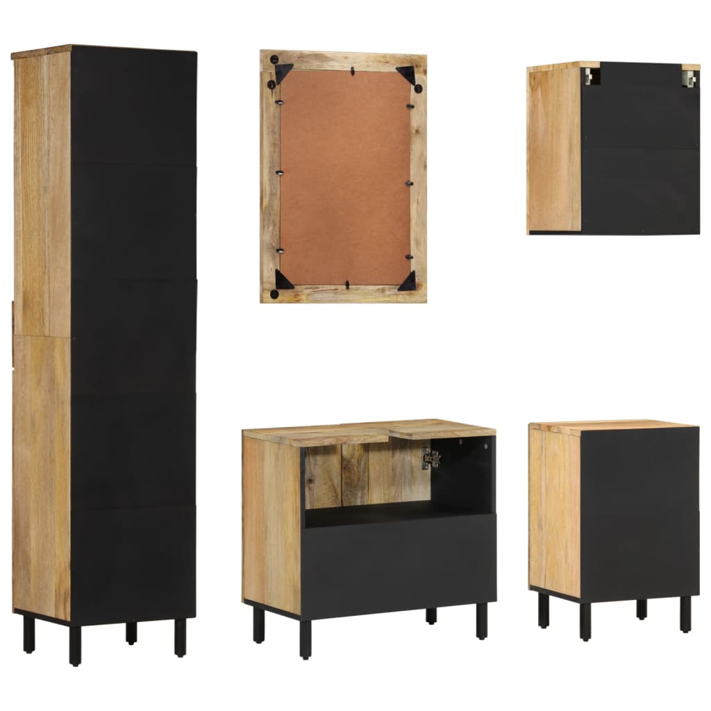 5-részes tömör mangófa fürdőszobai bútorszett