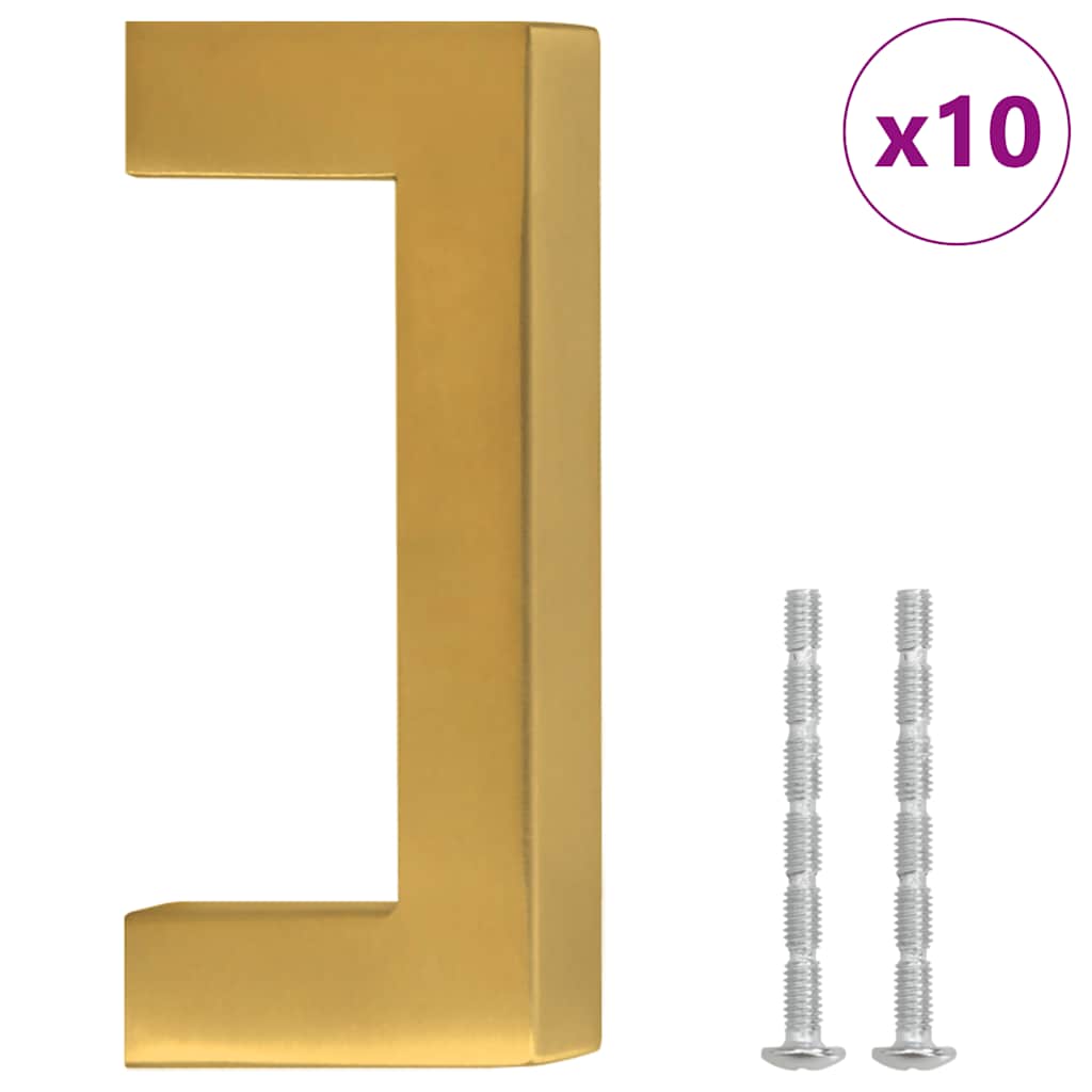 10 db aranyszínű rozsdamentes acél szekrényfogantyú 64 mm