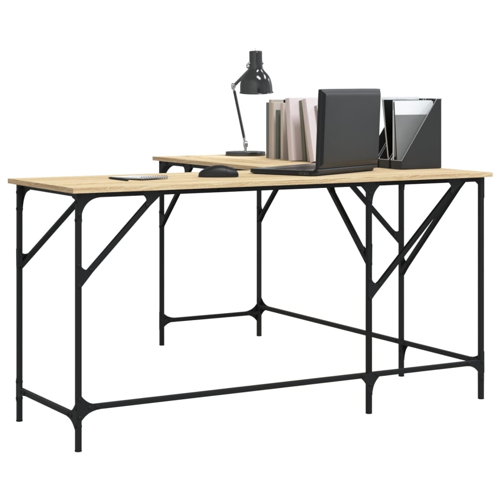 Sonoma-tölgyszínű szerelt fa íróasztal 149x149x75 cm