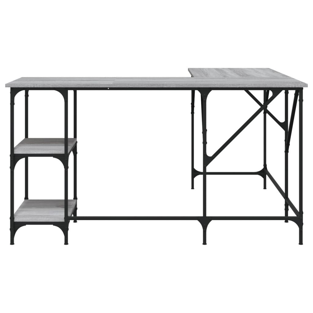 Szürke sonoma színű szerelt fa íróasztal 139 x 139 x 75 cm