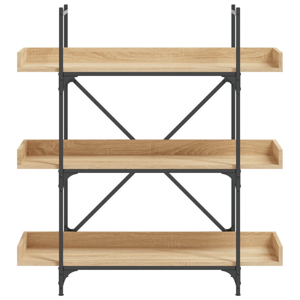 3-szintes sonoma-tölgy szerelt fa könyvespolc 100x33x108,5 cm