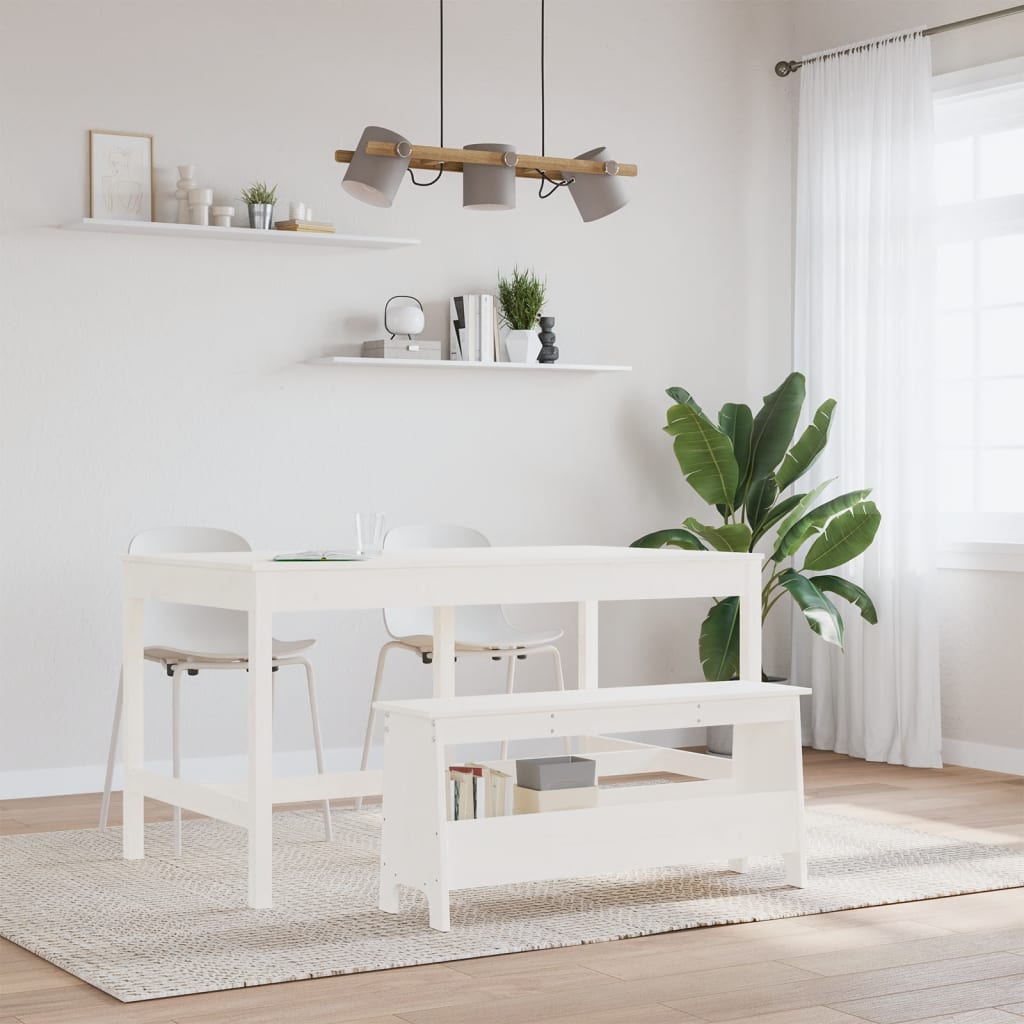 Fehér tömör fenyőfa előszoba pad 100x28x45 cm Fehér tömör fenyőfa előszoba pad 100x28x45 cm
