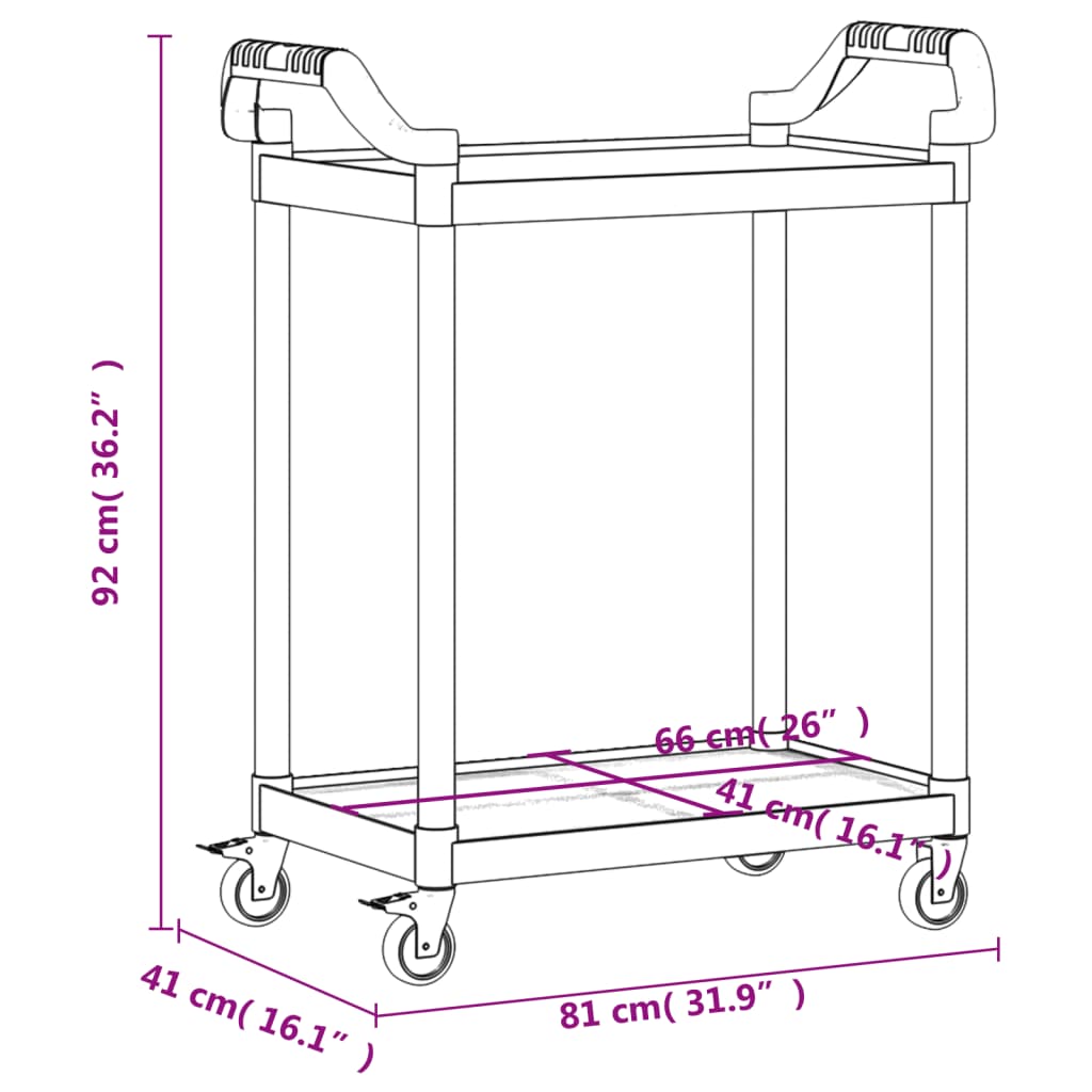 2 szintes fekete alumínium kocsi 81 x 41 x 92 cm 2 szintes fekete alumínium kocsi 81 x 41 x 92 cm