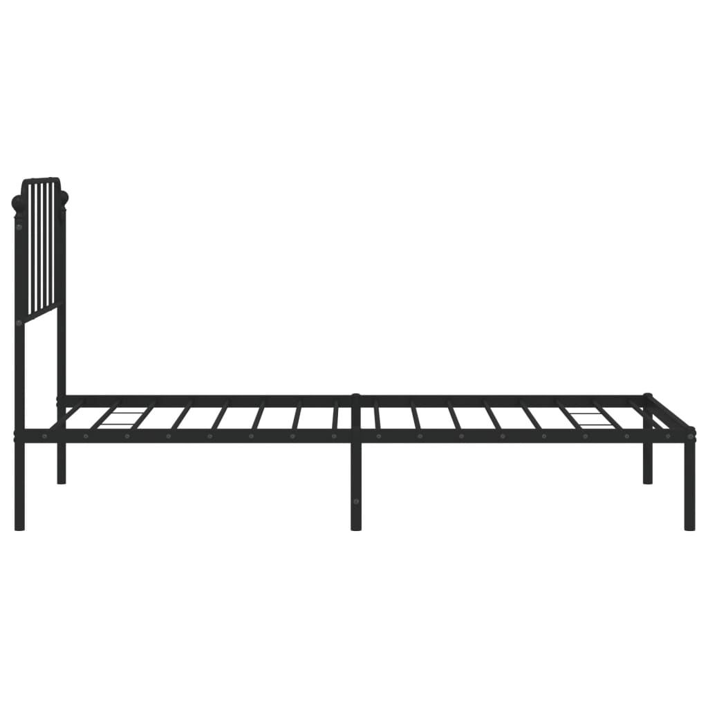 Fekete fém ágykeret fejtámlával 90 x 200 cm Fekete fém ágykeret fejtámlával 90 x 200 cm