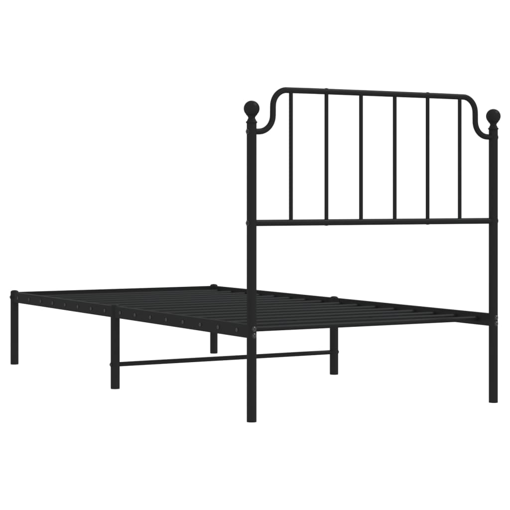 Fekete fém ágykeret fejtámlával 90 x 200 cm Fekete fém ágykeret fejtámlával 90 x 200 cm