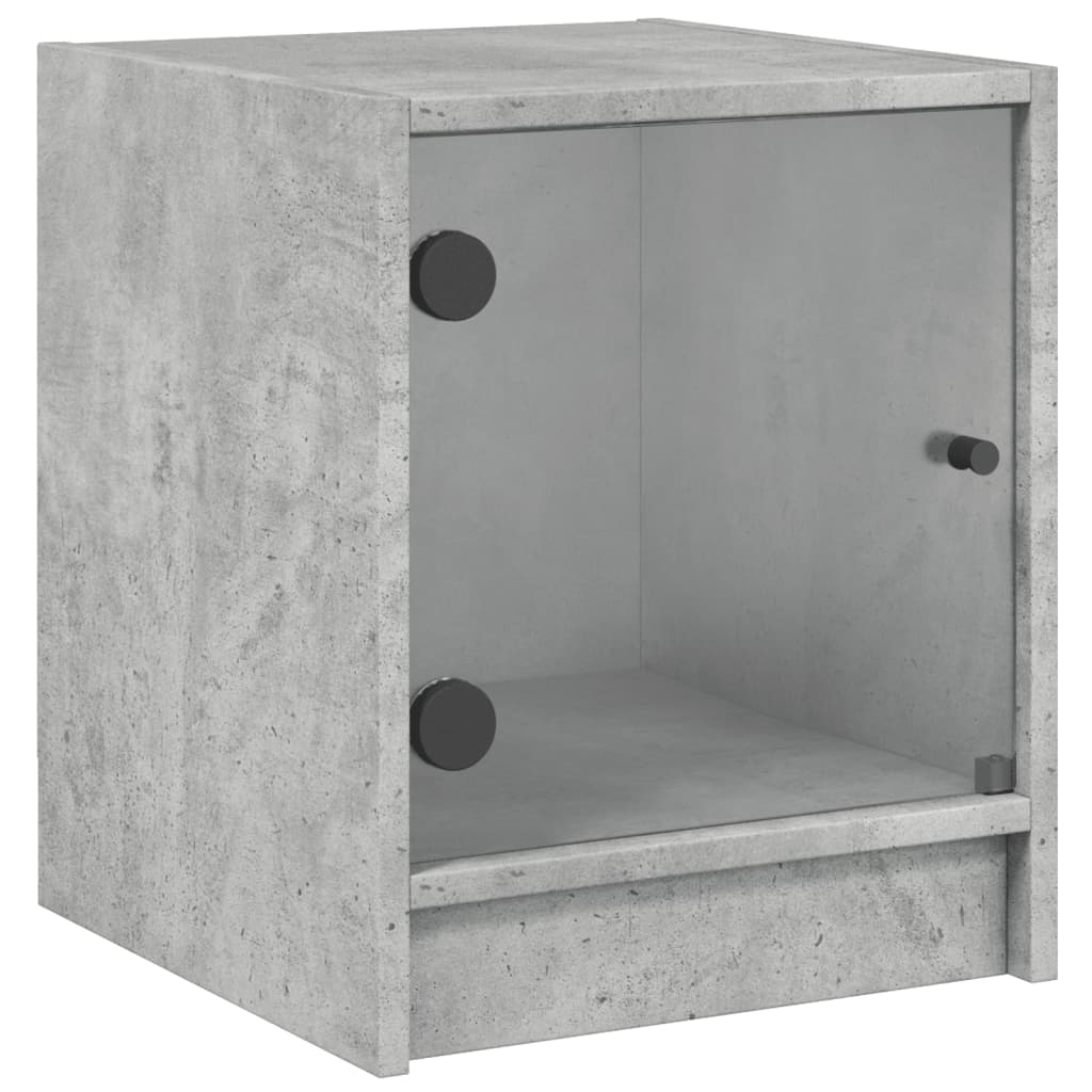 2 db betonszürke éjjeliszekrény üvegajtókkal 35 x 37 x 42 cm