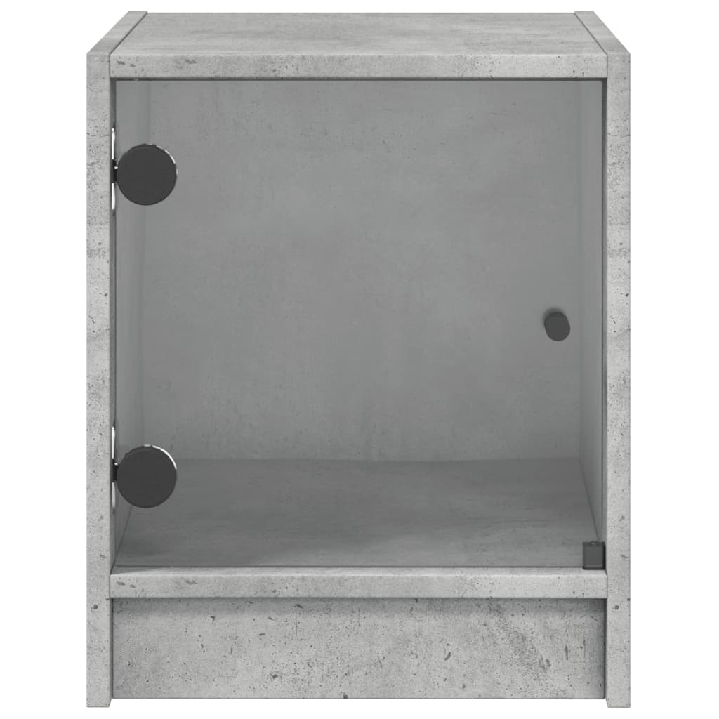 2 db betonszürke éjjeliszekrény üvegajtókkal 35 x 37 x 42 cm