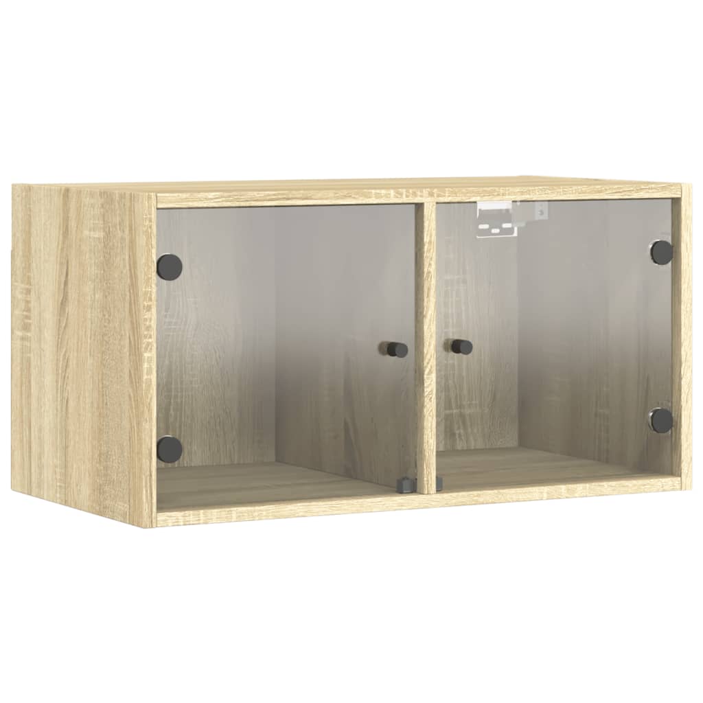 2 db sonoma tölgy színű faliszekrény üvegajtókkal 68,5x37x35 cm