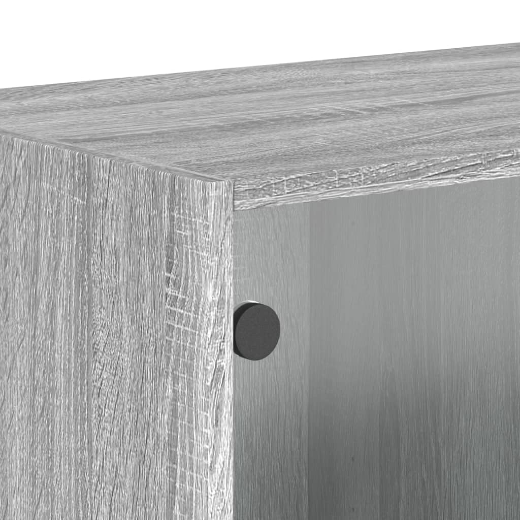 Szürke sonoma színű faliszekrény üvegajtókkal 68,5x37x35 cm