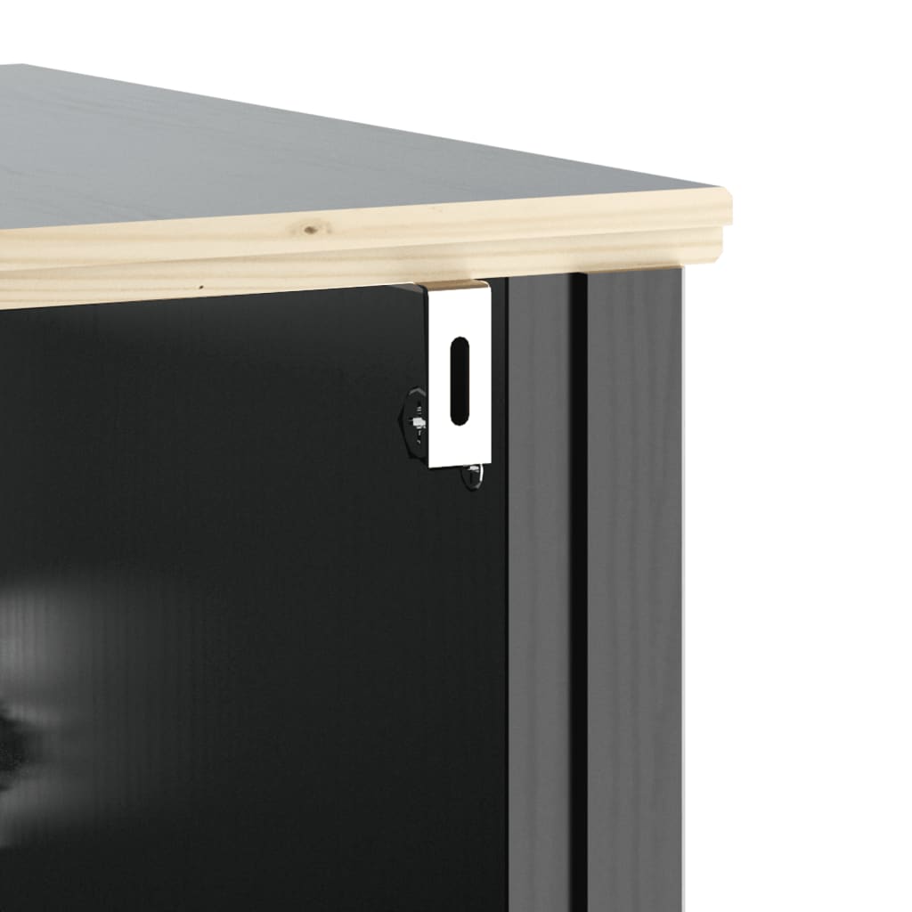 Berg négyrészes fekete tömör fenyőfa fürdőszobabútor-garnitúra