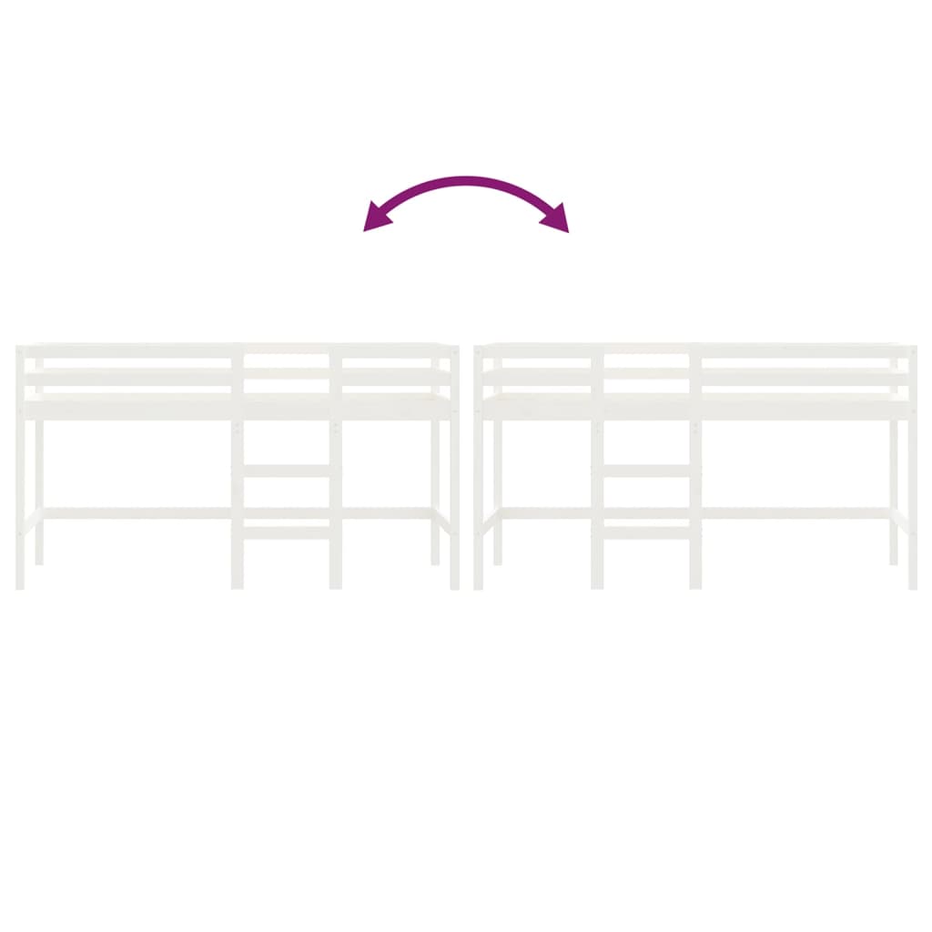 Fehér tömör fenyőfa gyerek galériaágy létrával 90x190 cm