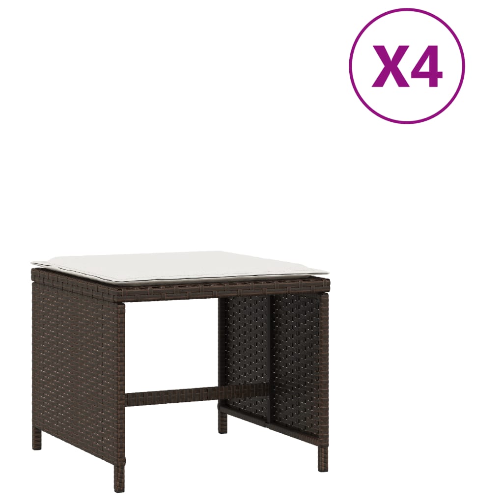4 db barna polyrattan kerti szék párnával 41 x 41 x 36 cm