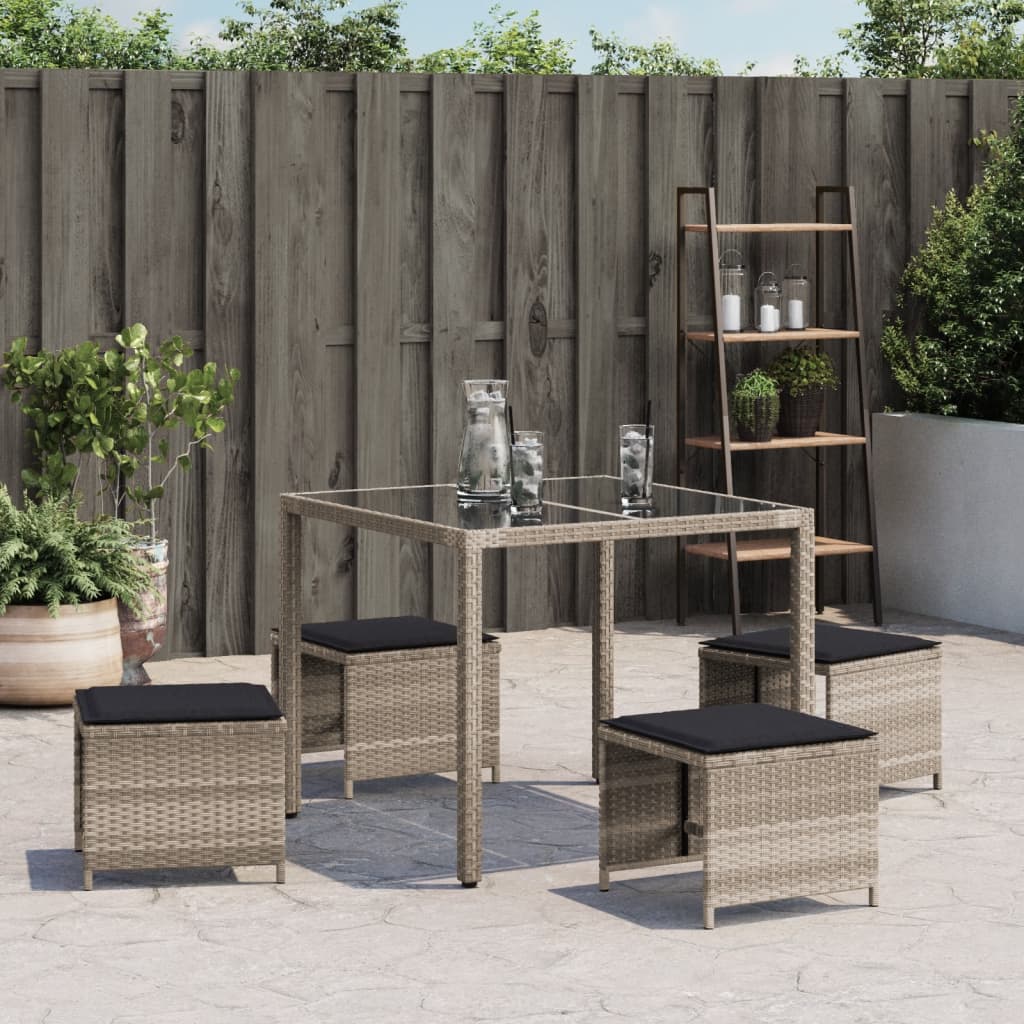 4db világosszürke polyrattan kerti szék párnával 41 x 41 x 36cm