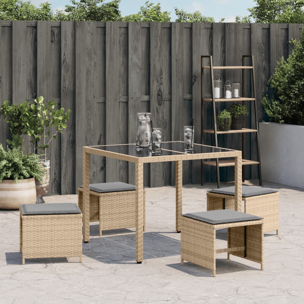 4 db vegyes bézs polyrattan kerti szék párnával 41 x 41 x 36 cm 4 db vegyes bézs polyrattan kerti szék párnával 41 x 41 x 36 cm