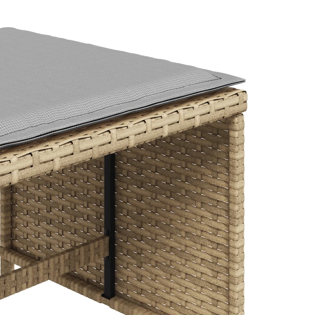 4 db vegyes bézs polyrattan kerti szék párnával 41 x 41 x 36 cm 4 db vegyes bézs polyrattan kerti szék párnával 41 x 41 x 36 cm