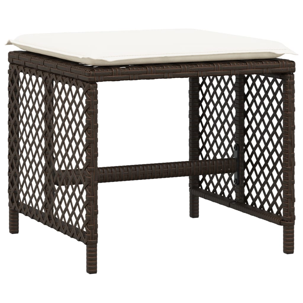 4 db barna polyrattan kerti szék párnával 41 x 41 x 36 cm