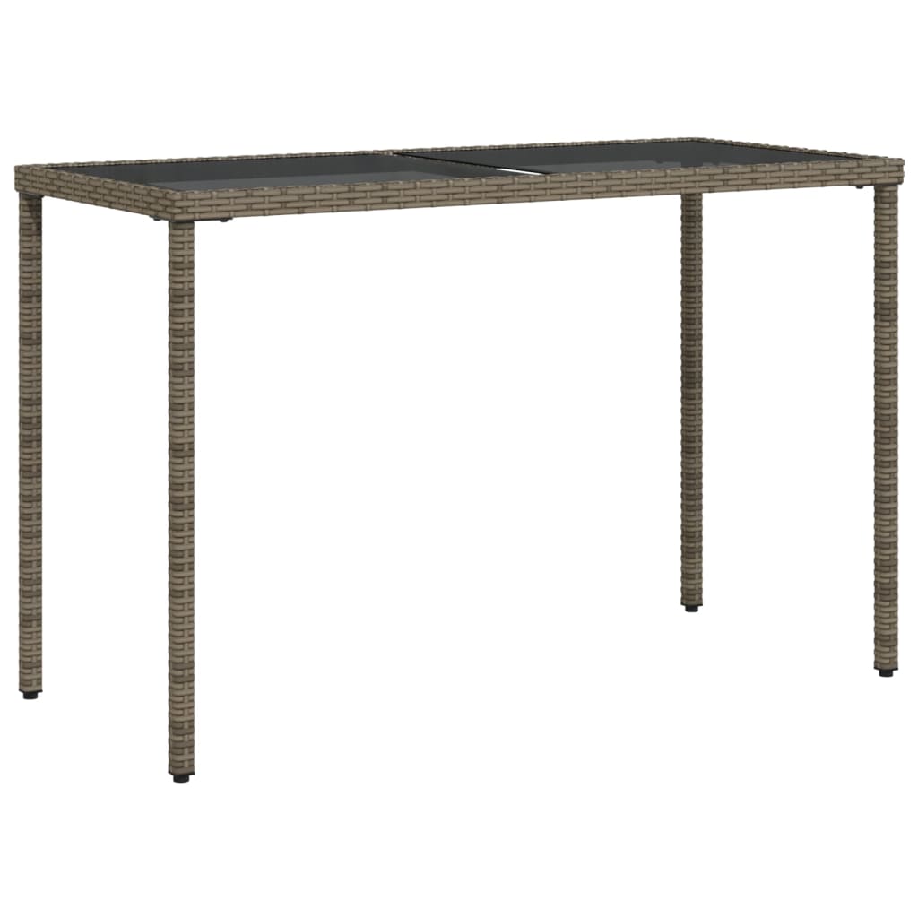 Szürke polyrattan üveglapos kerti asztal 115x54x74 cm