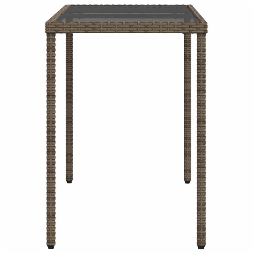 Szürke polyrattan üveglapos kerti asztal 115x54x74 cm