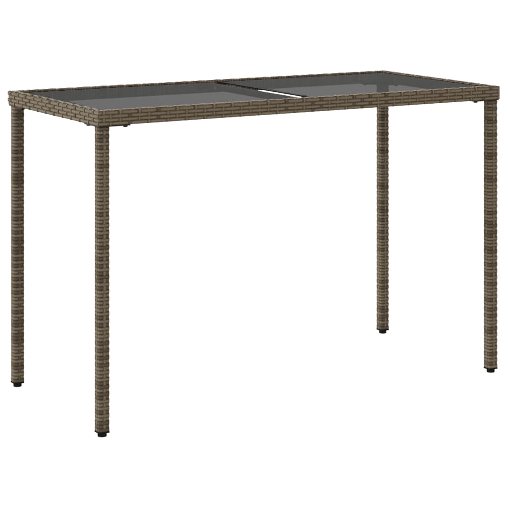 Szürke polyrattan üveglapos kerti asztal 115x54x74 cm