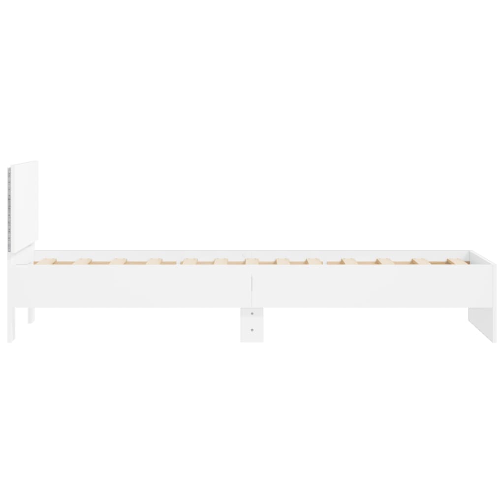 Fehér ágykeret fejtámlával és led-világítással 90 x 200 cm