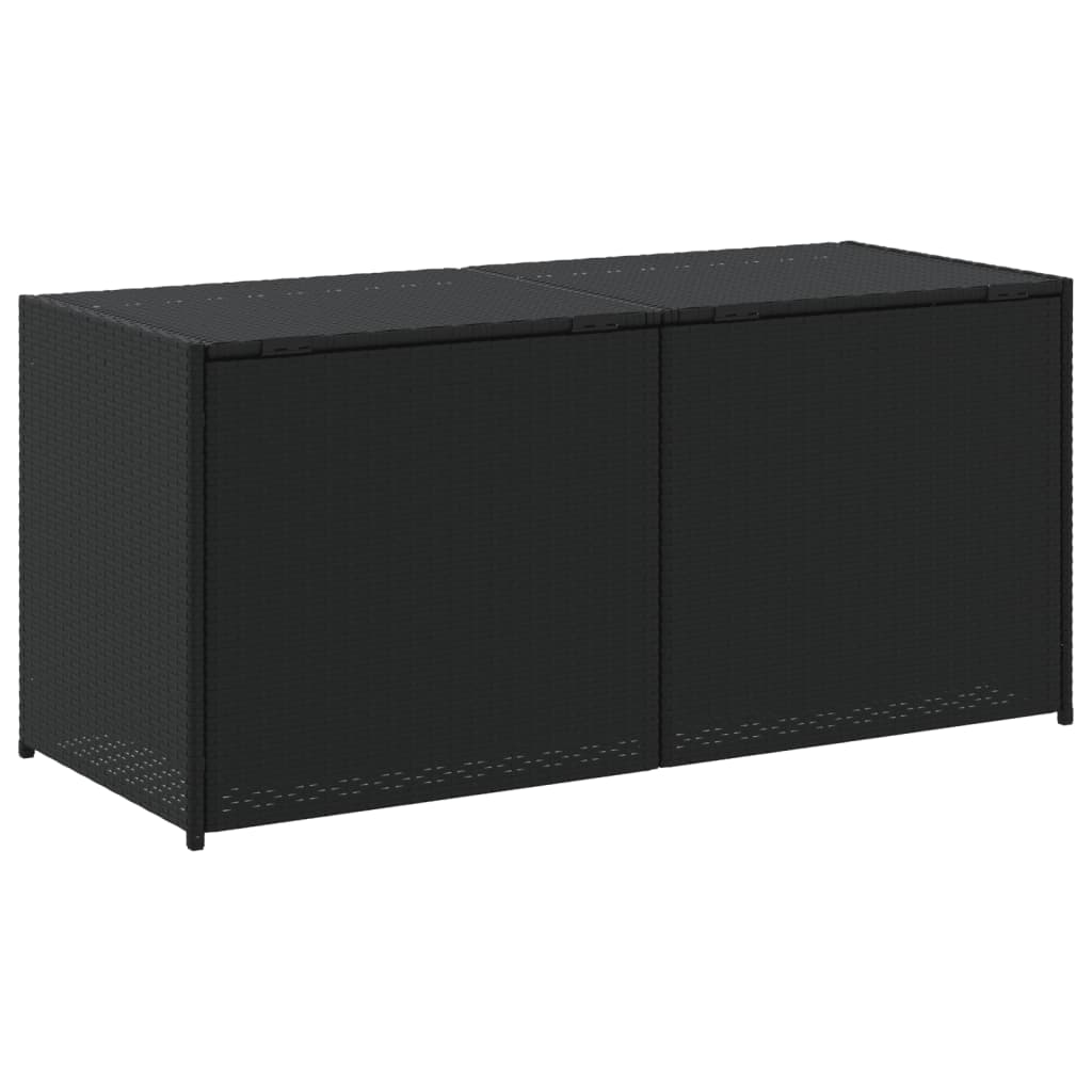 Fekete polyrattan kerti tárolóláda 283 l
