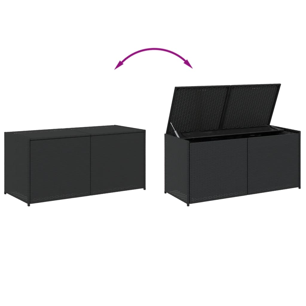Fekete polyrattan kerti tárolóláda 283 l