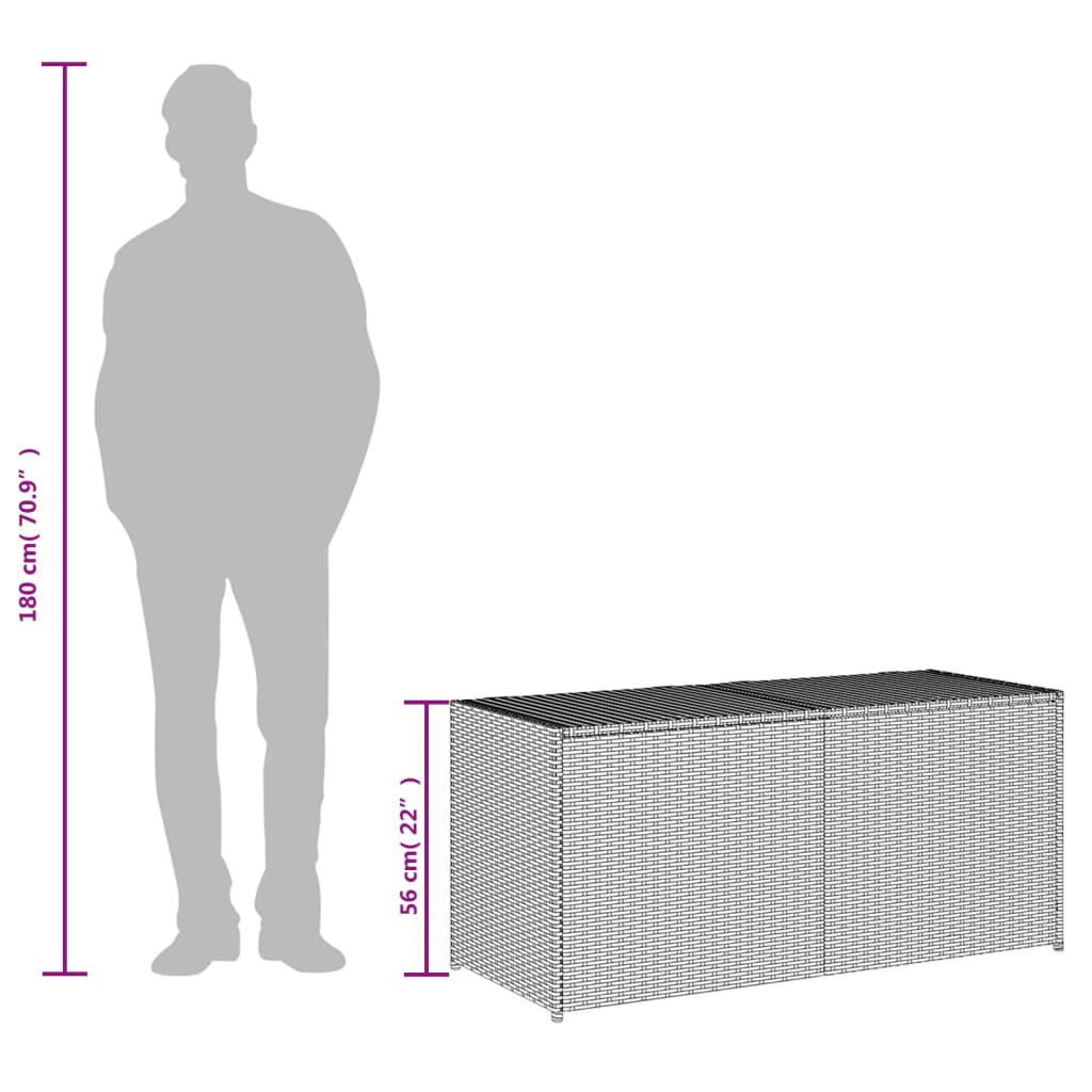 Barna polyrattan kerti tárolóláda 283 l