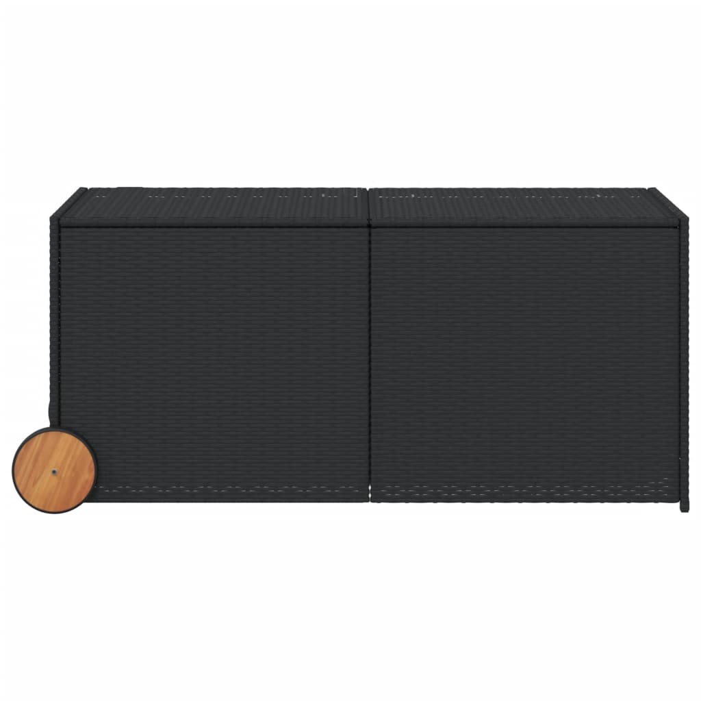 Fekete polyrattan kerti tárolóláda kerekekkel 283 l