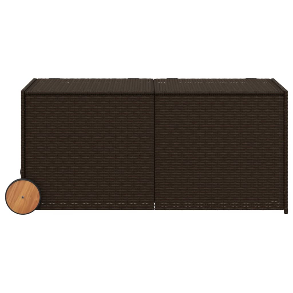 Barna polyrattan kerti tárolóláda kerekekkel 283 l