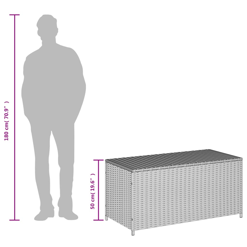 Vegyes bézs polyrattan kerti tárolóláda 190 l