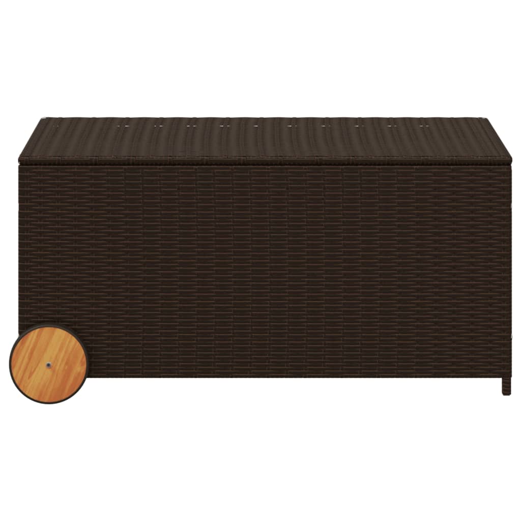Barna polyrattan kerti tárolóláda kerekekkel 190 l