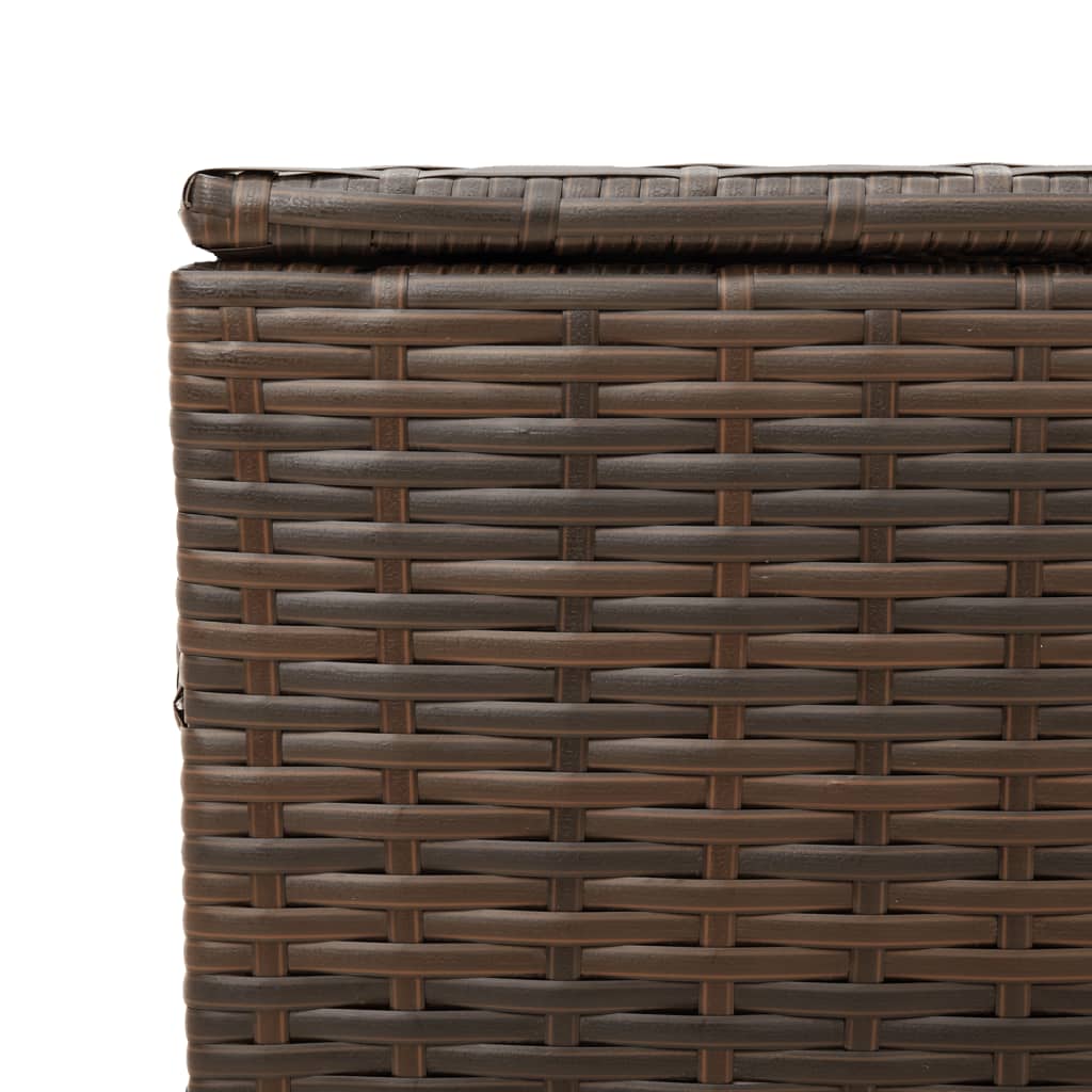 Barna polyrattan kerti tárolóláda kerekekkel 190 l
