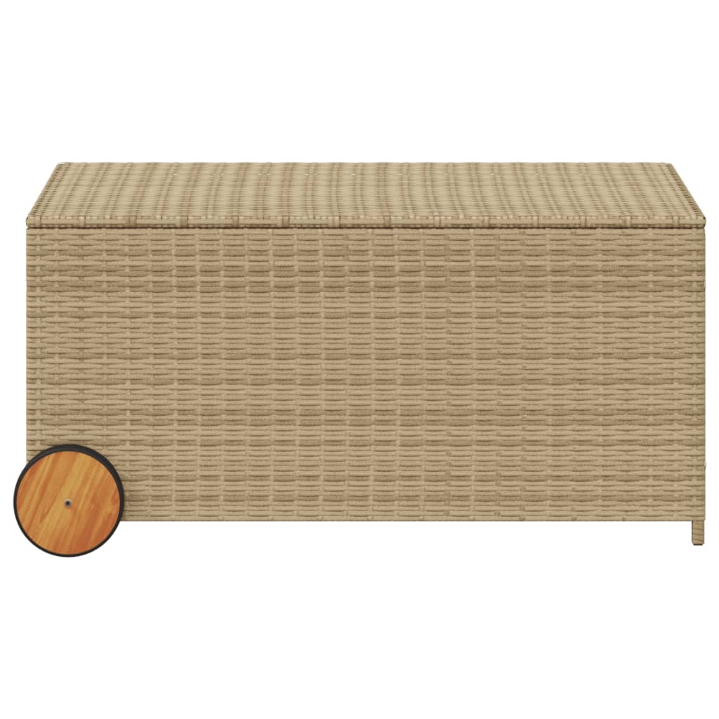 Vegyes bézs polyrattan kerti tárolóláda kerekekkel 190 l
