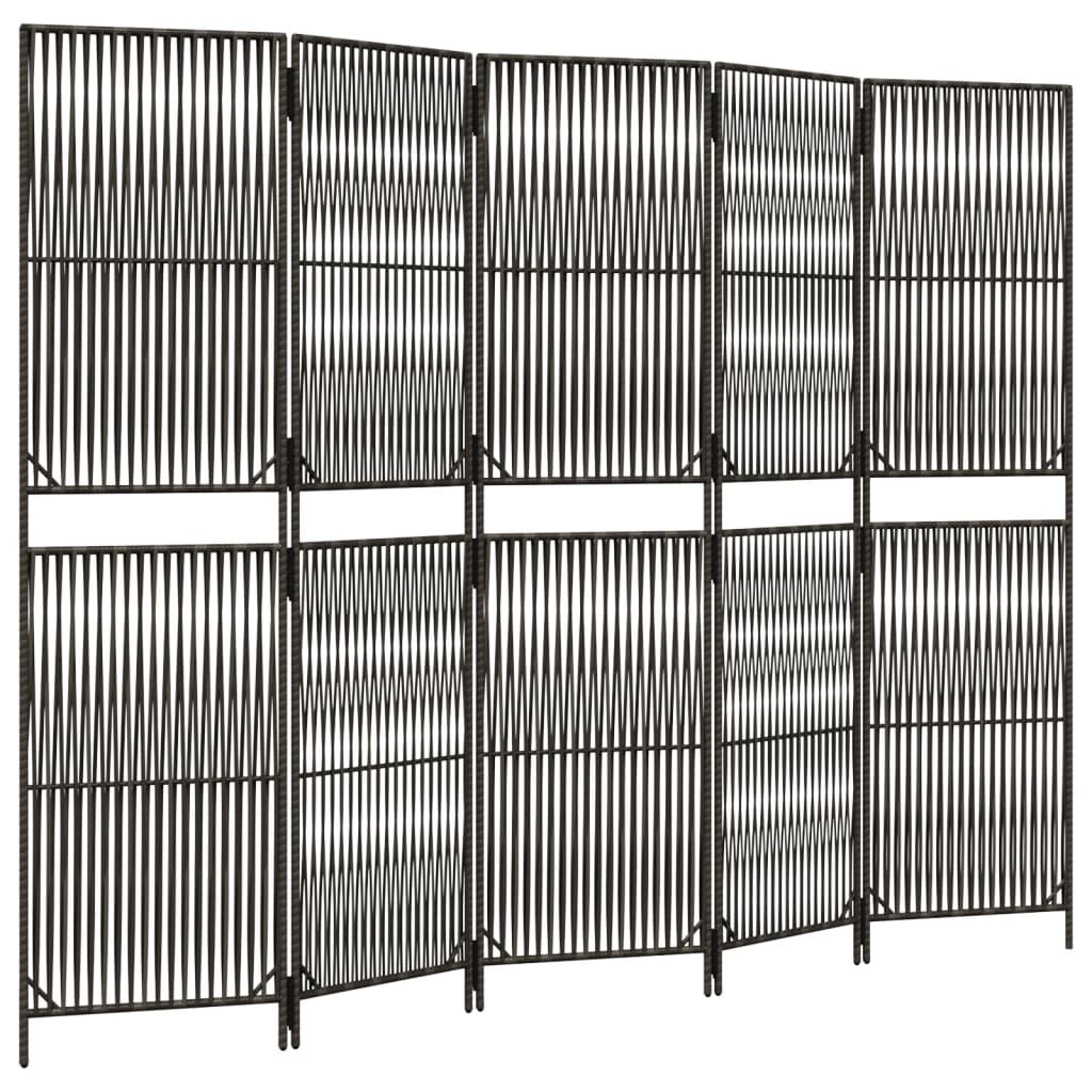 Szürke 5-paneles polyrattan térelválasztó Szürke 5-paneles polyrattan térelválasztó