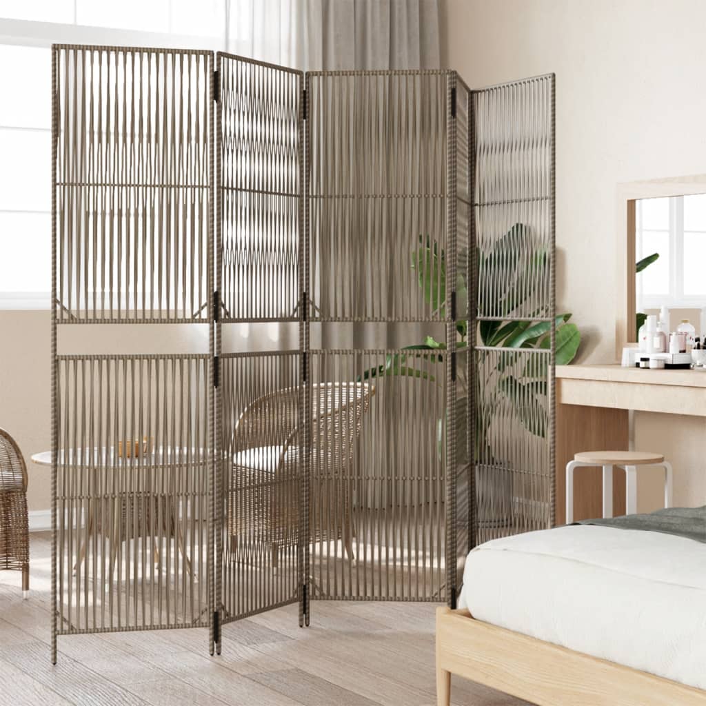 Szürke 5-paneles polyrattan térelválasztó Szürke 5-paneles polyrattan térelválasztó